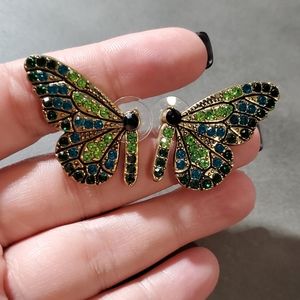 Betsy Johnson Gorgeous jeweled butterfly earrings